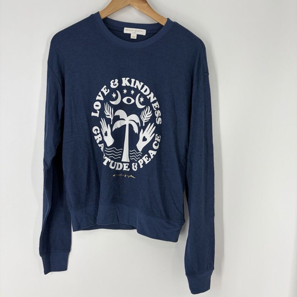 Spiritual Gangster Sweatshirt Size Large Navy Love Kindness Gratitude Peace Crew